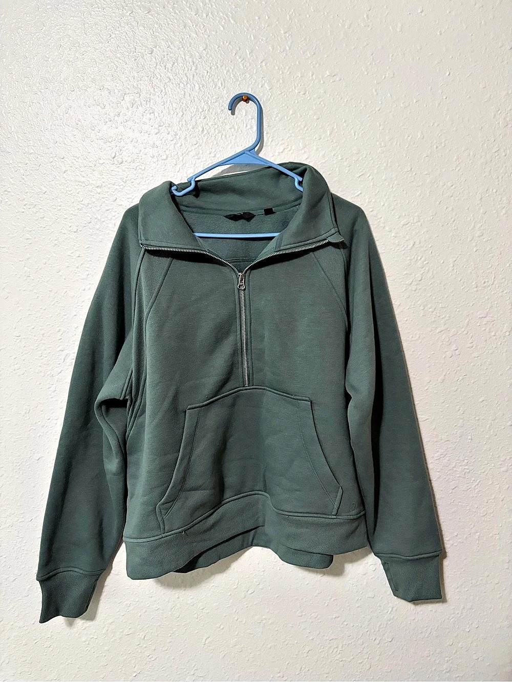 DANSKIN Oversized Funnel-Neck Half Zip Green Hoodie